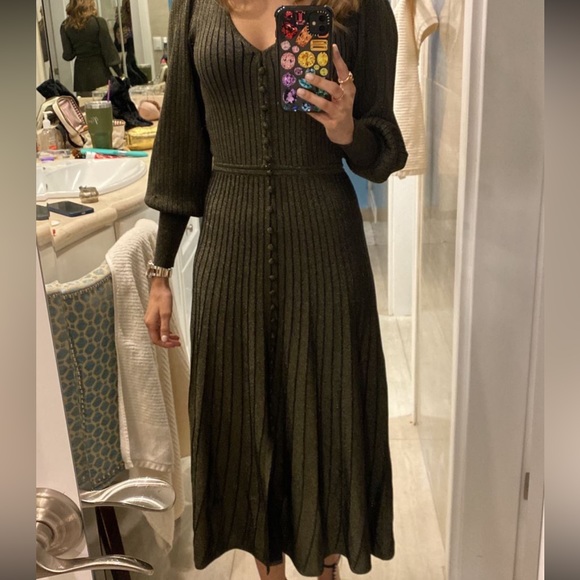 Sandro Paris Aure Bell-sleeve Knitted Lurex Dress in Black/Gold - Picture 2 of 2